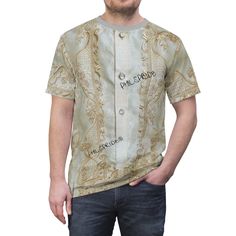 Philippines Filipino Barong  Tagalog Inspired everything DIGITALLY PRINTED  Shirt. No buttons Summer Gold Tops With Buttons, Summer Gold Top With Buttons, Crew Neck T-shirt With Button Closure, Casual Gold Tops With Buttons, Filipino Barong, Barong Tagalog, Fun Shirt, Mens Clothing, Dad To Be Shirts