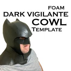 a man wearing a batman mask with the words dark vigilante cowl template