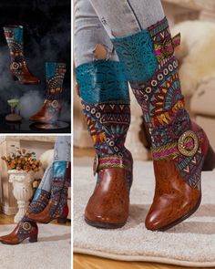 Enliven your ensembles with the bohemian charm of this knee-high boot that features a soft leather upper and vibrant patterned details. This unique style pairs effortlessly with jeans or our signature shacket or knit sweaters. Leather Knee Boots, Knee Boot, Knit Sweaters, The Bohemian, Knee High Boots, Knee Boots, Cowboy Boots, Soft Leather, Side Zip