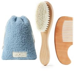 MYZI Baby Hair Brush Set  Soft Baby Brush Set for Newborns, Baby Comb and Brush Set Girl and Boy, Toddler Hair Brush and Toddler Comb - Baby Gift Set Color: Blue. Baby Hair Brush, Baby Gift Registry, Hair Brush Set, Wooden Brush, Boy Toddler, Girl And Boy, Baby Registry, Baby Gift Sets, Soft Baby