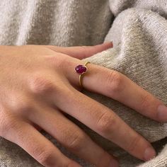 Anthony Lent, Gabriella Kiss, Burmese Ruby, Hudson Valley Ny, Bezel Set Ring, Ruby Jewelry, 18k Yellow Gold Ring, Saturated Color, Yellow Gold Ring