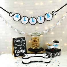 a dog themed birthday party with cookies and treats