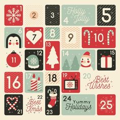 a christmas calendar with numbers and symbols