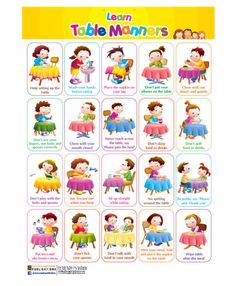 a poster showing the different types of children's table names in english and spanish