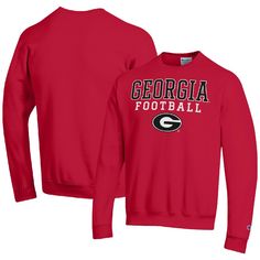 Stay warm while rooting for the Georgia Bulldogs to score a touchdown with this Football Stacked sweatshirt. Made by Champion, it features team graphics printed on a blend of soft, durable fabrics. Fleece lining adds an extra layer of softness and cozy warmth to this Georgia Bulldogs pullover. Georgia Bulldogs Football, Bulldogs Football, Georgia Bulldogs, Sports Gear, Pullover Sweatshirt, Stay Warm, Bulldog, Georgia, Football