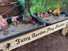 the fairy garden play station is made out of wood