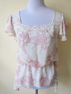 Vintage Summer / Spring Fashion: sheer ivory with pastel pink floral blouson top by VintageHomage, $13.00 Butterfly Print Dress, Blouson Top, Spring Sale, Vintage Summer, Pink Blouse, Ivory White, Sheer Blouse, Butterfly Print, Japanese Fashion