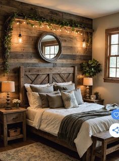 Cottage House Interior Design Bedroom, Cottage Country Bedroom, Wood Bedroom Wall Ideas, Cabin Bedroom Wall Ideas, Cozy Bedroom Aesthetic Ideas, Country Decor For Bedroom, Log Bedroom Ideas, Lake Cabin Bedroom Ideas, Home Decor Ideas Bedroom Master Suite