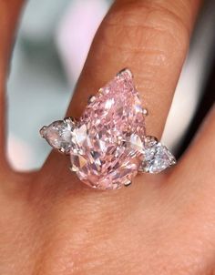 Blush Diamond Ring, Big Pink Diamond Ring, Pink Pear Ring, Pink Pear Engagement Ring, Engagement Rings Pink Diamond, Pink Engagement Rings, Pink Wedding Ring, Huge Engagement Rings, Barbie Ring