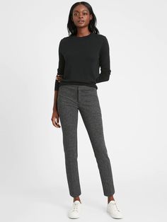 Slim 24-Hour Ponte Pant | Banana Republic Coach Outfits, Business Casual Outfits For Women, Black Houndstooth, Petite Shorts, Ponte Pants, Professional Fashion, Business Casual Outfits, Slim Pants, Work Fashion