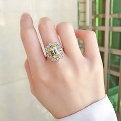 2.1Ct Citrine Moissanite Ring Engagement 925 Silver Women Jewelry Brand Name: Genuine-GemstoneItem Weight: 4.72 gMetals Type: SilverMetal Stamp: 925,SterlingGender: WomenMain Stone: Yellow citrine, MoissaniteSetting Type: Prong SettingItem Type: RingsShape\pattern: RectangleStyle: ClassicRings Type: Wedding BandsOccasion: Engagement, Wedding Luxury Citrine Rings Stamped 925, Citrine Rings, Cut Rings, Engagement Rings Vintage Halo, Promise Ring Gift, Emerald Cut Rings, Rings Vintage, Moissanite Diamond Rings, Ring Emerald