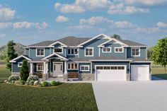 this is an artist's rendering of a two - story house with garages