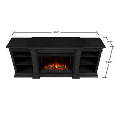 an electric fireplace with the measurements for it