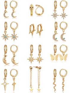 PRICES MAY VARY. Sufficient quantity: our package contains 12 pairs of small hoop drop dangle earrings with different styles, rich in designs and sufficient quantity will meet your daily decoration needs, we offer you 2 different sets to choose, detailed information please refer to pictures Quality material: made of alloy, our huggie hoop dangle earrings are safe for you to wear, lightweight and won't add more burdens to your ears, comfortable to wear and won't cause discomfort, suitable for mos Dark Academia Accessories, Earrings With Charms, Hoop Earrings Aesthetic, Popular Earrings, Earrings Aesthetic, Earrings Design, Dangle Hoop Earrings, Chic Gifts, Popular Fashion