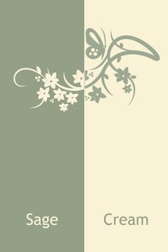 two banners with flowers and the words sage cream on them, both green and white