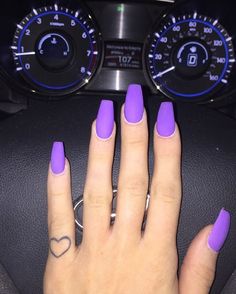 Pinterest: @drvkestatus Matte Purple Nails, Purple Acrylic Nails, Purple Nail, Simple Nail Art Designs, Acrylic Nails Coffin, Easy Nail Art, Purple Nails