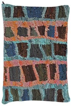 a multicolored knitted rug with multiple rows of different colors and shapes on it