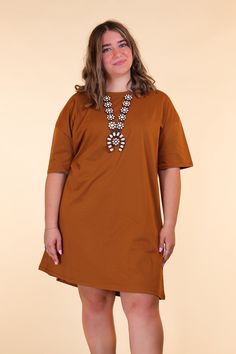 Elevate your everyday fashion with our Rust T-Shirt Dress, a versatile and chic addition to your wardrobe. This dress effortlessly combines comfort and style, making it a must-have piece for any fashion-conscious individual. Rust Color, Body Measurements, T Shirt Dress, Everyday Fashion, Must Haves, Rust, Perfect Fit, Shirt Dress, Plus Size