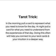 a white card with the words tarot trick