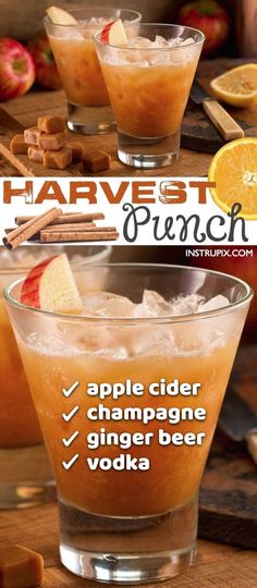 an advertisement for harvest punch with oranges and cinnamon