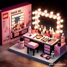 a lego make - up table and vanity with lighted lights