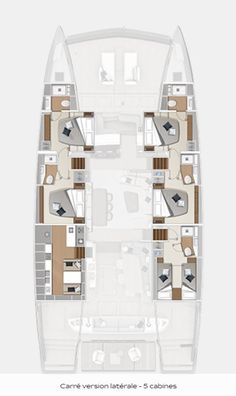 the layout of a boat with several rooms