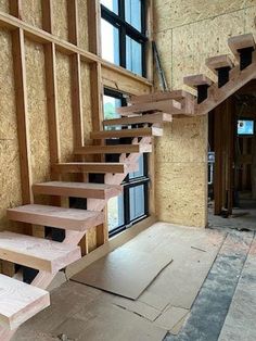 the stairs are made out of plywood boards