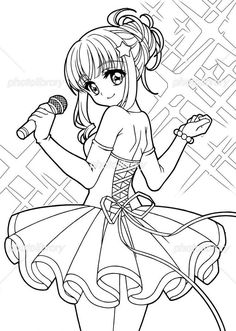 a cartoon girl singing into a microphone