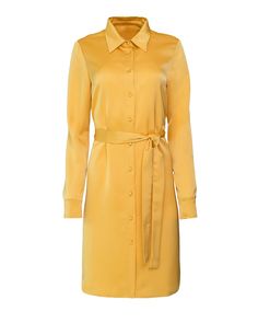 This beautiful golden yellow blouse dress is perfect for any occasion! It has a standard, flattering fit that can be cinched in with the belt to create an even more stunning silhouette. And if you have a larger bust, don't worry - we recommend ordering one size up so it fits perfectly! Plus, it looks amazing styled open as a robe too! Swap out your accessories and take this plus size dress from workwear to date night in a snap Hilary MacMillan Belted Blouse Dress | Yellow | Dresses | Materials & Care Instructions: ['60% Acetate, 40% Polyester', 'Imported'] Belted Blouse, Dresses Materials, In A Bad Mood, Canada Fashion, A Ray Of Sunshine, Belt Blouse, Dress Party Night, Chic Shirts, Yellow Midi Dress