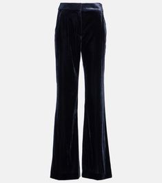 Lebone Wide Leg Velvet Pants in Blue - Veronica Beard | Mytheresa Formal Velvet Wide Leg Bottoms, Elegant Velvet Trousers, Velvet Straight Leg Workwear Bottoms, Velvet Straight Leg Bottoms For Work, Velvet Wide Leg Pants For Work, Elegant Straight Velvet Pants, Elegant Velvet Bottoms For Workwear, Elegant Wide Leg Velvet Bottoms, Velvet Full-length Pants For Work