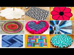 many different types of rugs are shown in this collage, including flowers and hearts