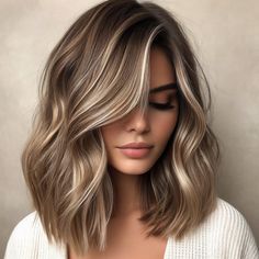 Mid Length Hair Side Parting, Choppy Layered Haircuts For Medium Hair Wavy, Medium Lob Haircut With Layers, Long Bob Haircuts Side Part, Light Brown Hair With Blonde Highlights Medium Shoulder Length, Lob Side Part, Balayage Hair Shoulder Length, Shoulder Length Highlights, Shoulder Length Hair Side Part