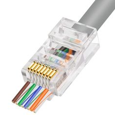 an image of a cat5e cable with multiple colored wires in the middle and one wire