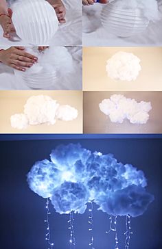 the process of making a cloud lamp is shown