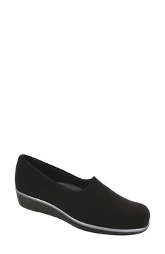 Designed with TRIPAD technology for all-day comfort and support, this slip-on shoe is a smart choice for everyday ensembles. Lightweight: puts cushioning and performance underfoot with an emphasis on streamlined comfort Cushioned footbed with arch support Leather upper/textile lining/synthetic sole Made in the USA Modern Synthetic Slip-resistant Slip-ons, Black Slip-ons With Ortholite Insole, Modern Black Slip-ons With Removable Insole, Modern Black Synthetic Slip-ons, Comfortable Black Slip-ons For Work, Black Slip-ons For Work, Black Slip-ons With Arch Support For Work, Classic Black Slip-ons With Arch Support, Shoe Women