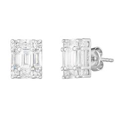 Accessorize with style with these Sunkissed Sterling cubic zirconia baguette cluster stud earrings. Accessorize with style with these Sunkissed Sterling cubic zirconia baguette cluster stud earrings.Click on this JEWELRY & WATCHES GUIDE to learn about fit, styles, materials and more! Backings: post Metal: sterling silver Packaging: pouch Plating: rhodium Finish: polished Cubic zirconia accents Length: 0.35 in. Gemstones may have been treated to enhance their appearance. Special care may be requi Formal Cluster Earrings With Baguette Diamonds In Cubic Zirconia, Formal Cubic Zirconia Cluster Earrings With Baguette Diamonds, Formal Baguette Cubic Zirconia Earrings, Packaging Pouch, Silver Packaging, Post Metal, Baguette Diamond, Jewelry Earrings Studs, Gender Female