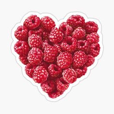 raspberries in the shape of a heart sticker