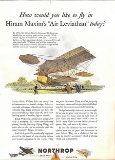 an advertisement for the northrop airplane company