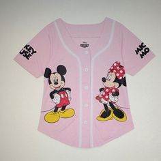 Girls' Baseball Jersey, A Delightful Fusion Of Sporty Style And Disney Magic! Crafted From High-Quality 100% Polyester Fabric, This Jersey Offers Lightweight Comfort And Durability. Featuring A Classic Button-Up Closure, It Adds A Touch Of Vintage Flair To Any Outfit. But What Truly Makes This Jersey Stand Out Are The Enchanting Disney Details Adorning Both The Front And Back. On The Right Front, A Large-Scale Image Of Mickey Mouse Adds A Playful Touch, While On The Left Front, Minnie Mouse Grac Scale Image, Girls Baseball, Mickey Mouse Images, Baseball Girls, Minnie Mouse Girl, Love And Friendship, Mickey And Minnie, Mickey Minnie Mouse, Disney Shirts