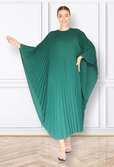 "A special collection with pleated kaftan in fan-style will bring the best \"new\" look for any occasions you may attend. Classic but chic !. It's totally smoothly flowy, soft and gentle touch. FEATURES - Green Lime, Dark Green - Pleated - Personal Custom Made - Full Length Kaftan  - Designer Silk Kaftan - Plus Size and Custom Length - Resort Wear, Beach Wear, Lounge Wear, Pool Cover Up Kaftan - Boat Neck -------------------------------- DETAIL  * The maximum length : 130-133 CM ( please be note Green Long-sleeved Party Abaya, Green Long Sleeve Abaya For Party, Green Long Abaya For Party, Green Long Sleeve Abaya For Evening, Green Long Party Abaya, Elegant Evening Green Abaya, Elegant Green Evening Abaya, Green Floor-length Kaftan For Parties, Green Floor-length Party Kaftan