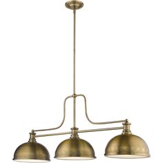 three light chandelier in an antique brass finish