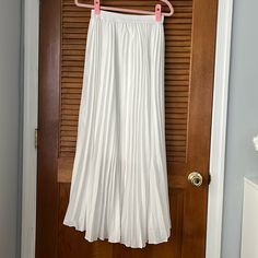 Long, Pleated, Lining Under, A-Line, Elastic Waist Band.Brand New, Never Worn. Waist Band, Pleated Skirt, Pretty Outfits, Elastic Waist, Womens Skirt, Color White, A Line, Elastic, Brand New