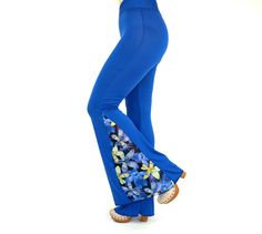 "Woman bell bottoms Royal blue chiffon detailed stretchy bell bottoms.So comfy and vintage look this 70s clothing bell bottoms are trendy and stylish.You wear this royal blue bell bottoms go to party,club,festival,activity etc.. You can choose your size avaliable plus size XXL too. SIZE CHART; Extra Small (US 0-2) (AU 6 ) (UK 6) Waist: 26\" In seam:31\" Out seam:46\" Leg opening:29\" Small (US 2-4) (AU 8) (UK 8) waist: 28\" In Seam: 32\" Out Seam: 46\" Leg Opening: 30\" Medium (US 6) (AU 10) (UK Casual Blue Fitted Flares, Trendy Fitted Blue Flares, Trendy Summer Full-length Flares, Casual Blue Stretch Flares, Trendy Stretch Blue Flares, Trendy Blue Stretch Flares, Trendy Blue Summer Flares, Blue Stretch Full-length Flares, Trendy Summer Flares With Flared Hem