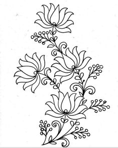 a black and white drawing of some flowers