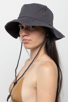 This utilitarian hat has a slightly wider brim than the bucket hat and a drawstring cinch to make sure it stays put. It’s a must for all outdoor activities from hiking to meandering through an outdoor market. Roll it up and tuck it into your suitcase to accompany you on your next adventure!* This style runs slightly smaller than the Bucket Hat. We recommend you size up. | Hiking Hat in Dolphin Blue, Size L/XL Hiking Hat, Los Angeles Apparel, Outdoor Market, Windy Day, Hiking Women, Unisex Accessories, Ball Cap, Wide Brimmed, In Hot