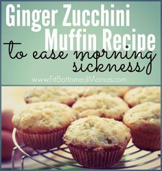 some muffins on a wire rack with the words ginger zucchini muffin recipe