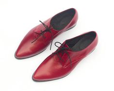 Red Leather Shoes, Red Oxford Shoes, Women Oxford Shoes, Flat Oxfords, Shiny Red Shoes, Hipster Shoe Red Leather Party Shoes With Pointed Toe, Red Pointed Toe Leather Shoes For Party, Red Pointed Toe Leather Party Shoes, Red Leather Shoes With Round Toe For Party, Red Round Toe Leather Shoes For Party, Red Leather Lace-up Office Shoes, Red Lace-up Leather Office Shoes, Red Lace-up Leather Shoes For Office, Red Leather Party Shoes With Red Sole