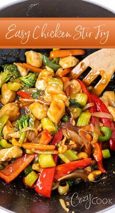 chicken stir fry with a mix of vegetables and a tan sauce all made in a skillet. Chicken Stir Fry With Mushrooms, Chicken Breast Stir Fry Recipes, Chicken And Veggie Stir Fry, Chicken Stir Fry With Vegetables, Turkey Stir Fry Recipes, Thai Chicken Stir Fry, General Tao Chicken, Chicken Vegetable Stir Fry, Asian Cusine