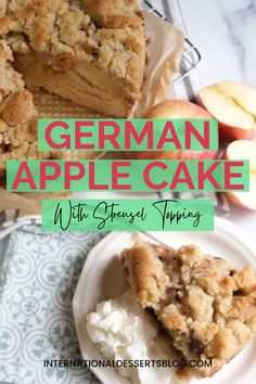 german apple cake with fresh whipped topping