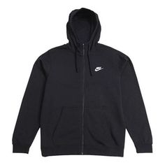 Nike Sportswear Hooded Fleece Jacket Men Black 804392-010 (Men's/Solid Color/Gift Recommend) Fleece Hooded Jacket For Streetwear, Nike Fleece Hoodie Track Jacket, Nike Fleece Track Jacket For Streetwear, Nike Casual Hoodie For Winter Sports, Nike Sporty Fleece Jacket For Streetwear, Sportswear Hooded Fleece Jacket For Streetwear, Fleece Track Jacket With Drawstring Hood, Nike Urban Fleece Hooded Jacket, Nike Hoodie Track Jacket For Streetwear